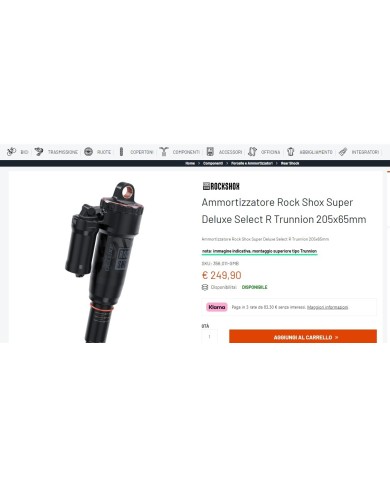 ammortizzatore mtb nuovo 205x60 attacco TRUNNION rockshox superdeluxe select +