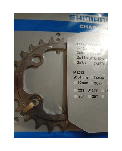 Corona 10 velocità Shimano XT FC-M780 giro bulloni 64mm 24 denti