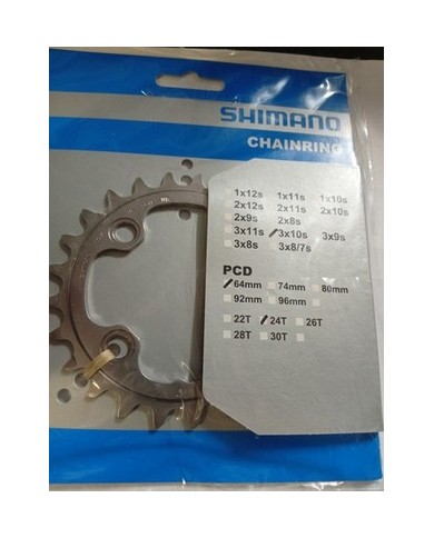 Corona 10 velocità Shimano XT FC-M780 giro bulloni 64mm 24 denti