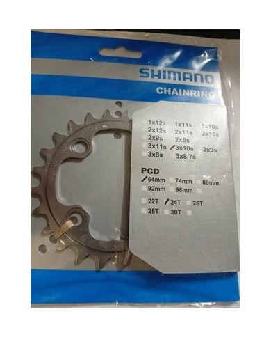Corona 10 velocità Shimano XT FC-M780 giro bulloni 64mm 24 denti