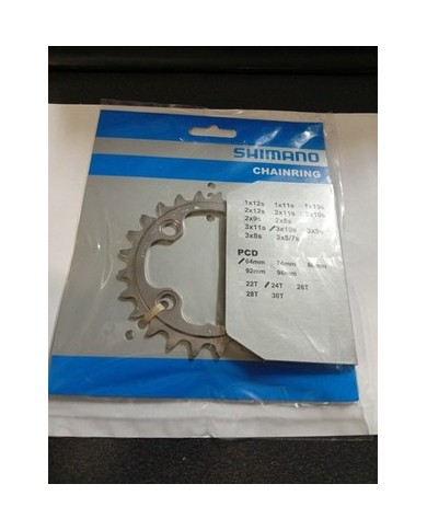 Corona 10 velocità Shimano XT FC-M780 giro bulloni 64mm 24 denti