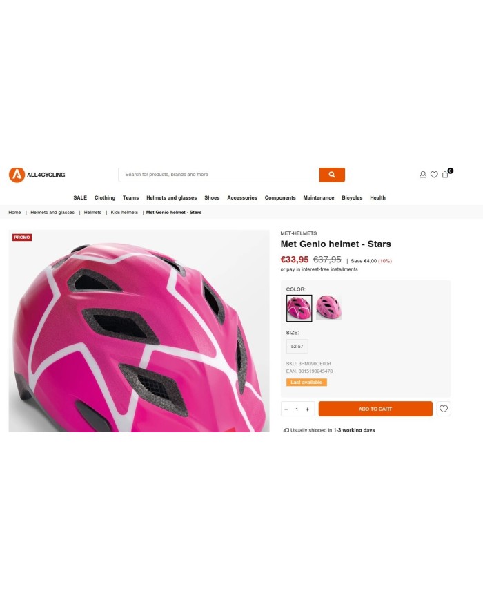 caschetto bici bambina/ragazzina taglia unica regolabile 52-57cm circ capo