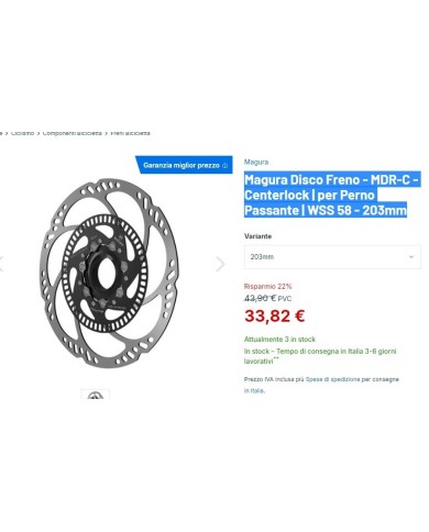 Centerlock | per Perno Passante | WSS 58 - 203mm abs