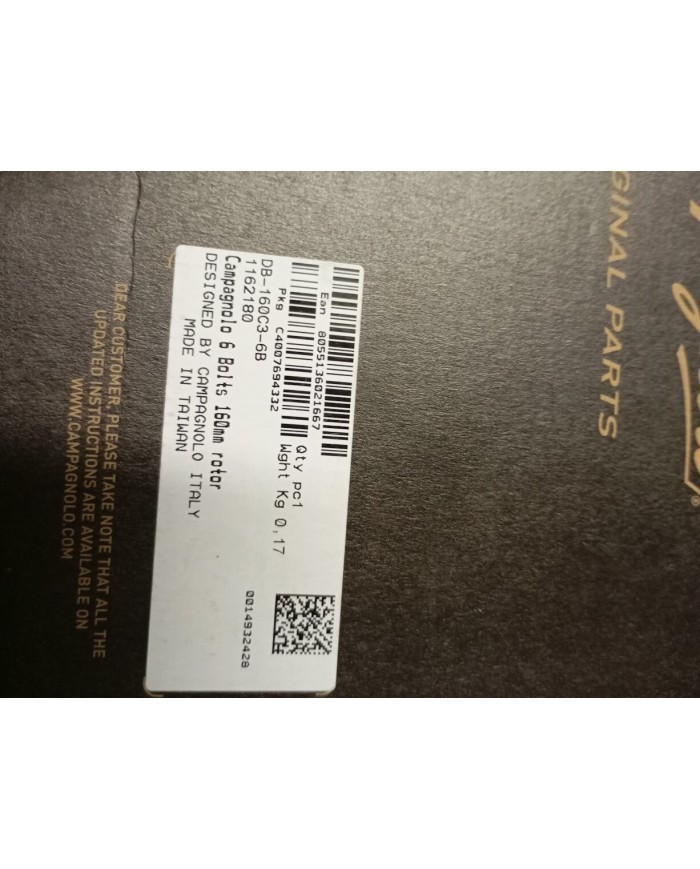 disco freno campagnolo 160mm a 6 fori nuovo