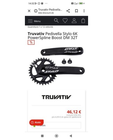 Caratteristiche - Guarnitura Truvativ STYLO 6K PowerSpline DM 32T