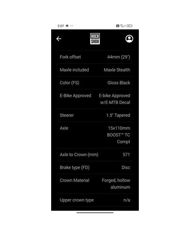 Forcella nuova e-bike 29 boost 160mm rockshox lyric base Model designator (SF)