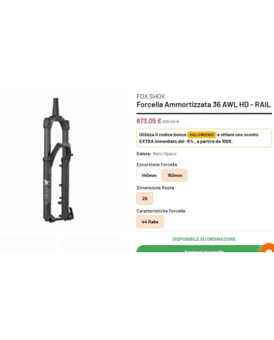 FOX SHOX Forcella Ammortizzata 36 AWL HD - RAIL nuova ruota 29 boost esc 150mm