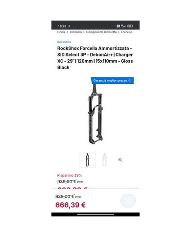 RockShox Forcella Ammortizzata - SID Select 3P - DebonAir+ | Charger XC - 29" |