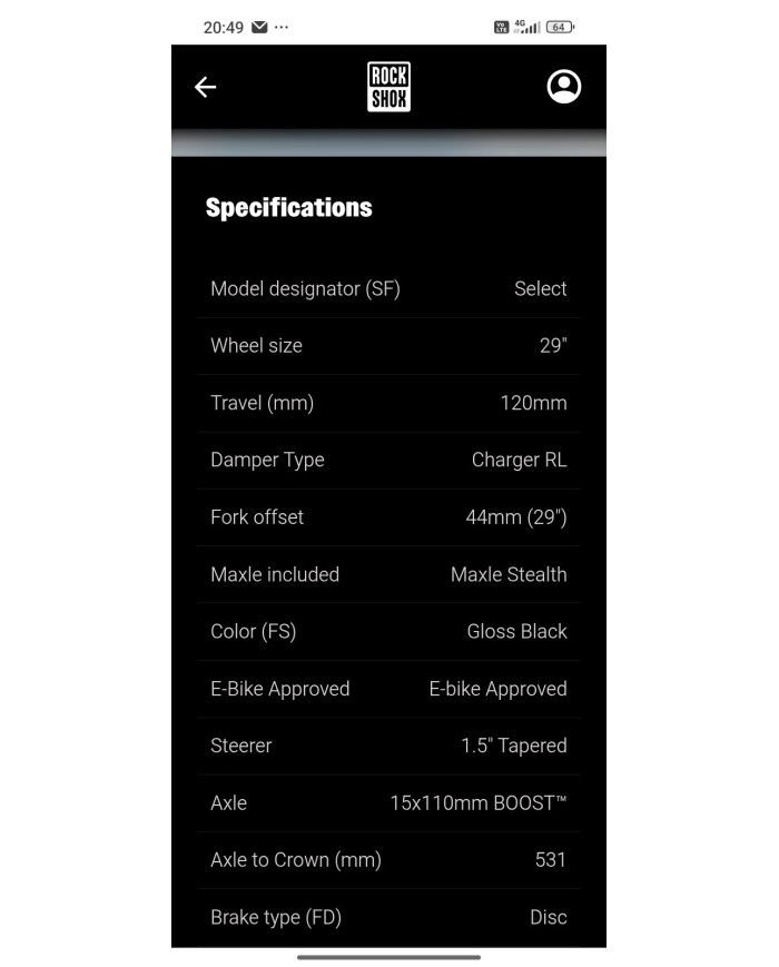 Rockshox Sid Select E-bike 120mm Boost Compreso Remoto.select charger RL offset 44mmBOOST
