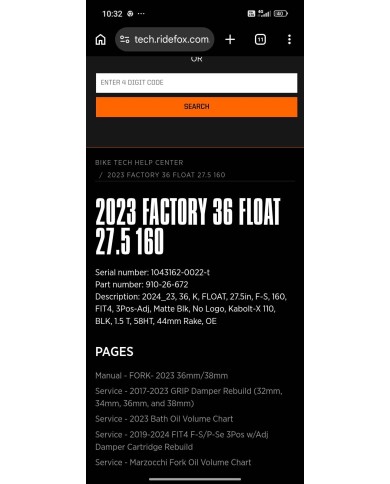 Forcella MTB 27,5 160mm nuova canotto ancora da tagliare Fox factory 36 info : 2023 FACTORY 36 FLOAT 27.5 160