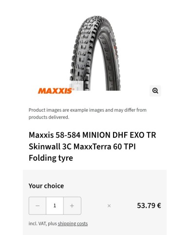 Coppia copertoni MTB 27,5x2,30 maxxis Minion dhf exo tubeless skinwall 3c maxterra 60tpi