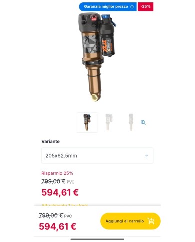 FOX Ammortizzatore - FLOAT X - Factory | Air | EVOL LV | Trunnion | con Regolatore - 205x62.5mm