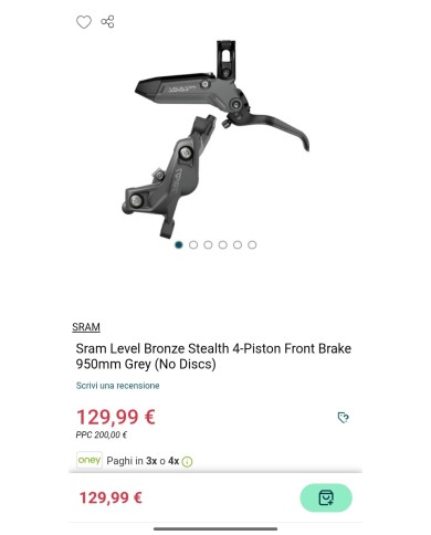 Freno Anteriore MTB 4 Pistoncini SRAM Level Bronze tubo 90cm