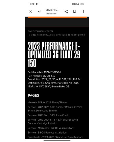 Forcella MTB ed e-mtb 29 nuova Fox 36 150mm performance boost 15x110 2023 PERFORMANCE E-OPTIMIZED 36 FLOAT 29 150