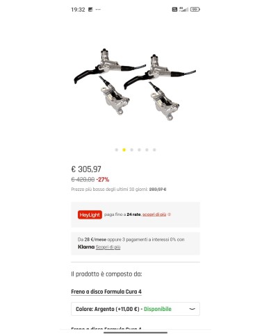 Coppia di freni mtb nuovi a 4 pistoncini formula cura 4 pronti all uso